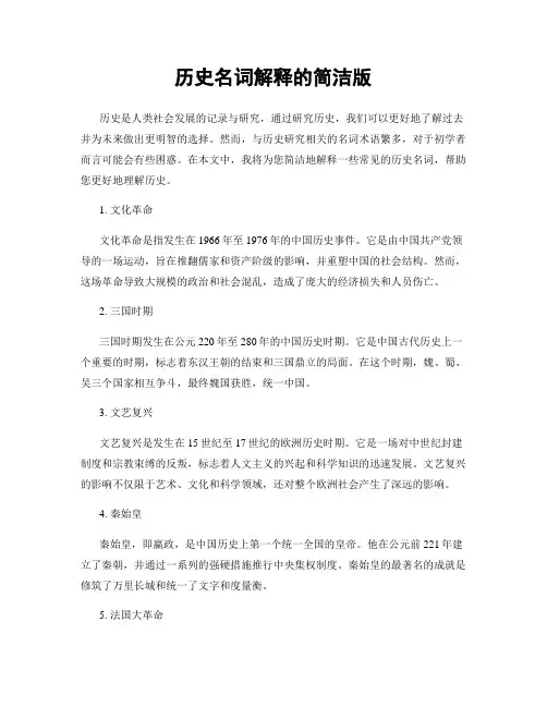 历史名词解释的简洁版
