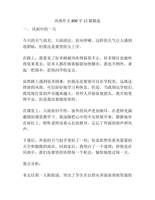 风雨作文600字12篇精选