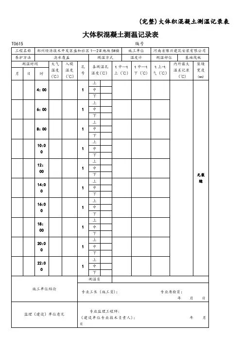 (完整)大体积混凝土测温记录表