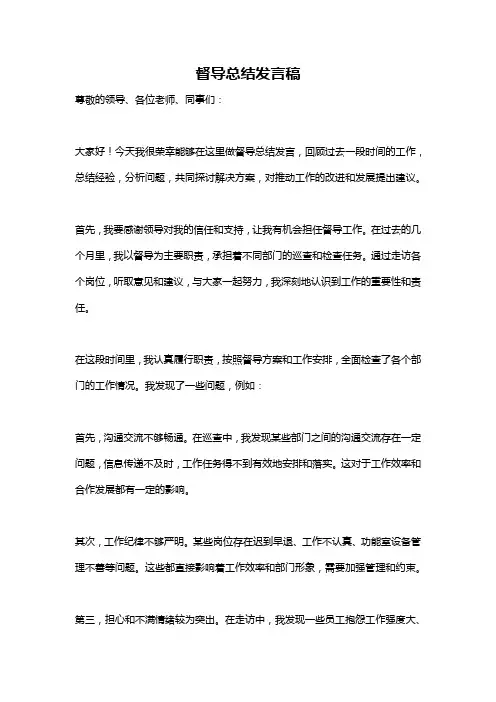督导总结发言稿