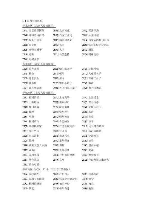 国内外机场代码