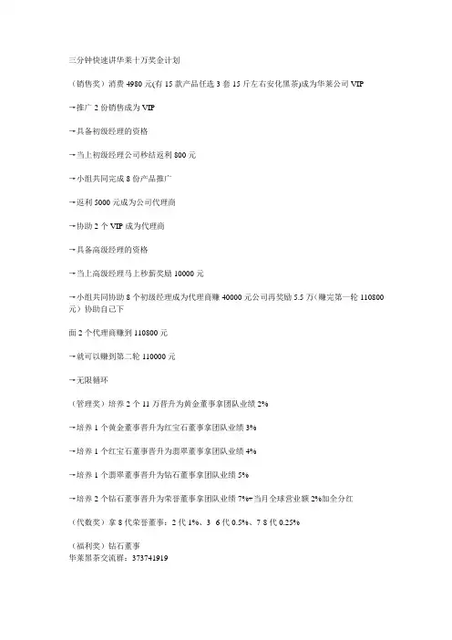 三分钟快速讲华莱十万奖金计划