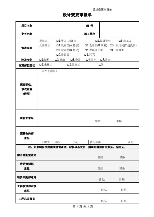 设计变更审批单