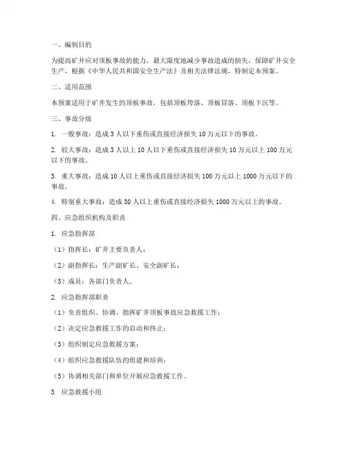 矿井顶板事故_应急预案