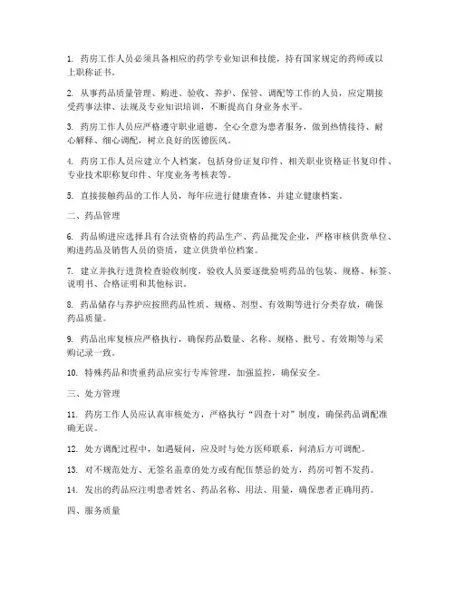 医院药房管理制度十条规定