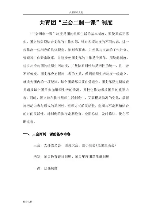 共青团三会两制一课规章制度