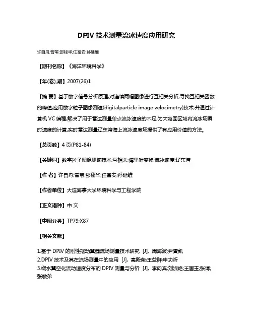 DPIV技术测量流冰速度应用研究