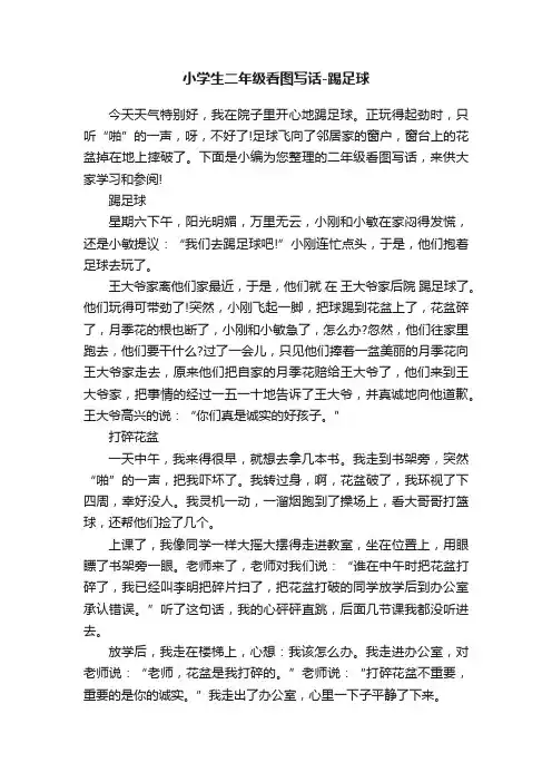 小学生二年级看图写话-踢足球