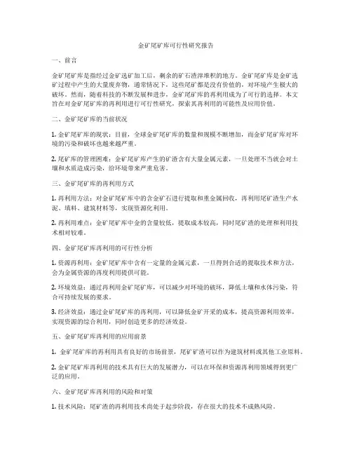 金矿尾矿库可行性研究报告