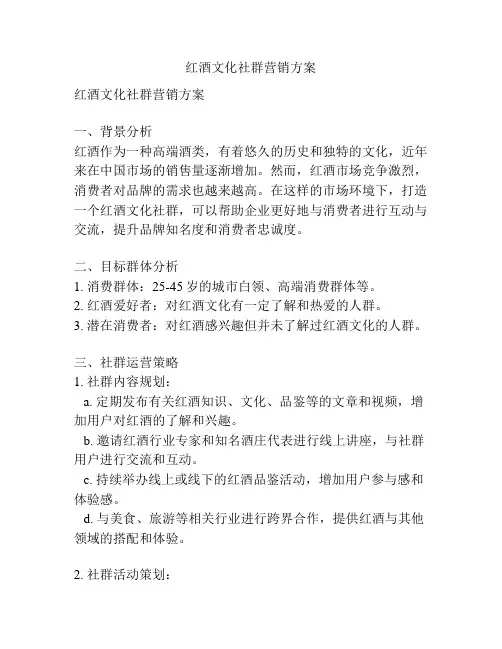 红酒文化社群营销方案