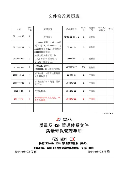 质量环保管理手册