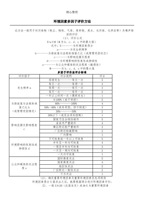 环境因素多因子评价办法