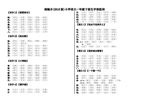 部编版语文一年级下生字组词带笔顺