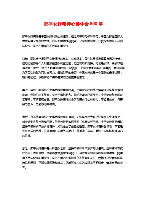 郎平女排精神心得体会800字