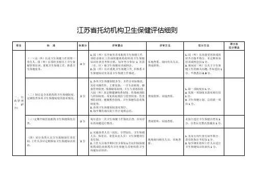 江苏托幼机构卫生保健评价细则