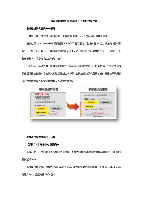 通过使用案例分析京准通dsp商户投放效果