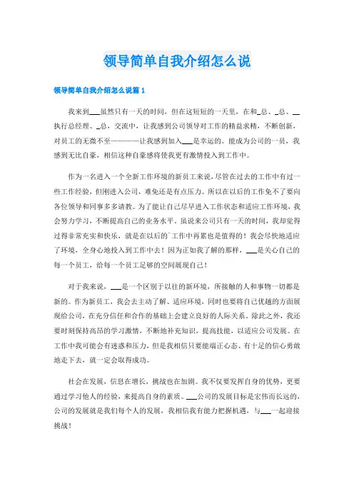 领导简单自我介绍怎么说