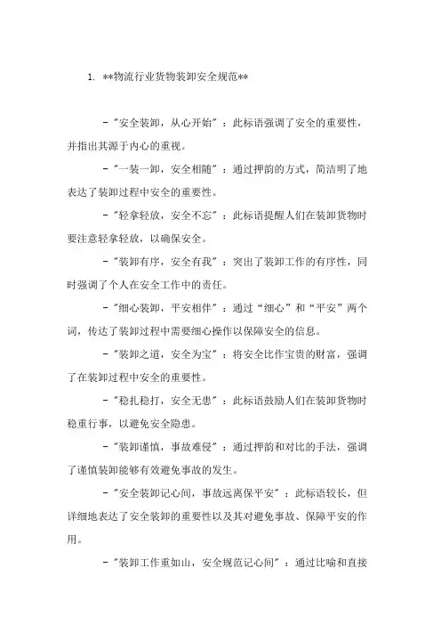 口号标语之物流行业货物装卸安全规范精选