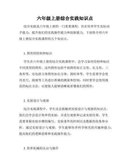 六年级上册综合实践知识点