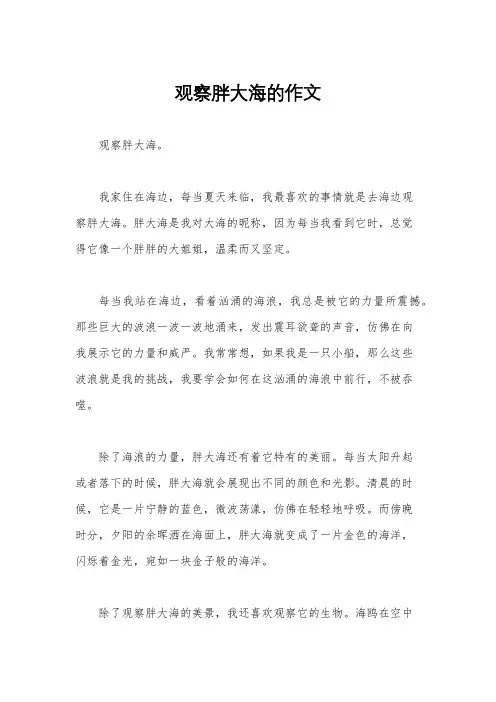 观察胖大海的作文
