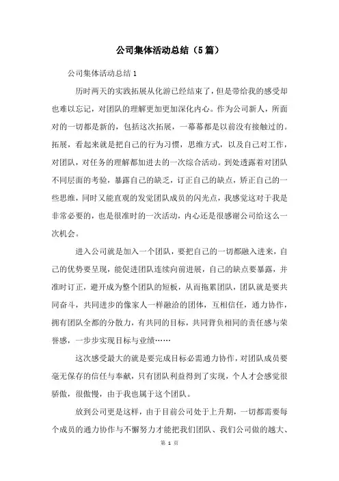 公司集体活动总结(5篇)