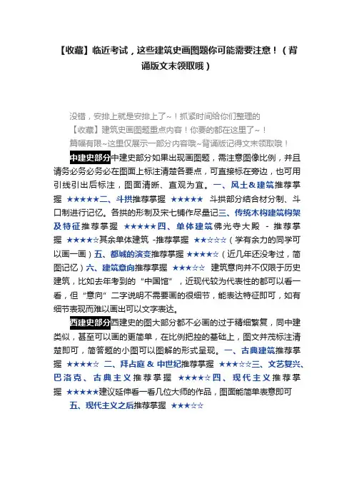 【收藏】临近考试，这些建筑史画图题你可能需要注意！（背诵版文末领取哦）