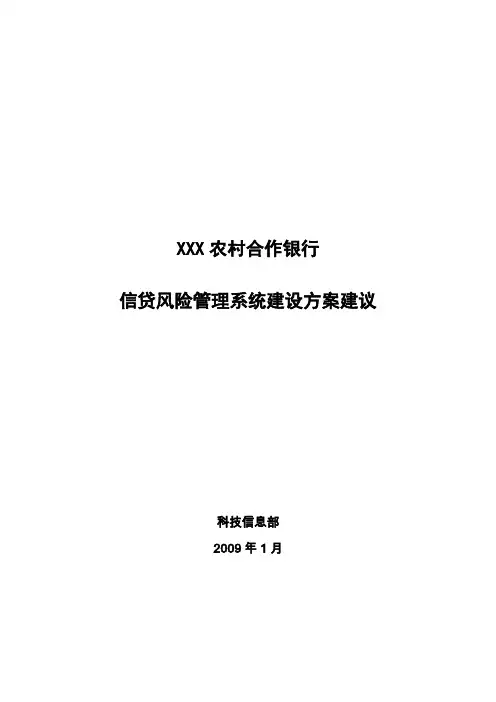 信贷风险管理系统建设方案建议