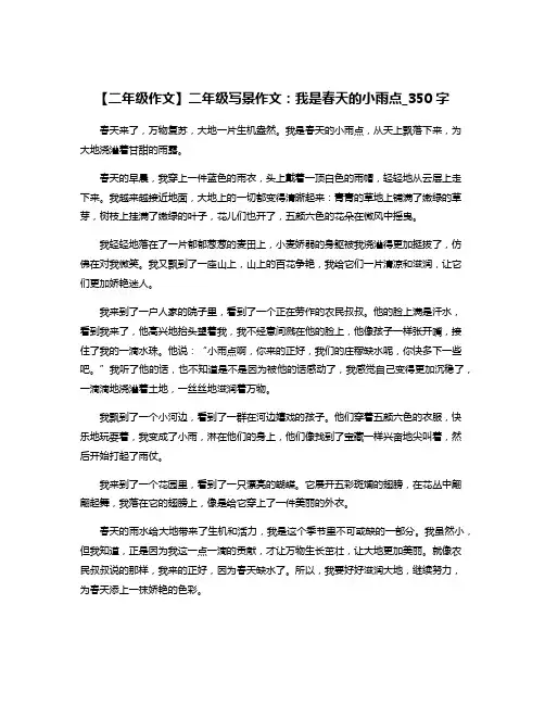 【二年级作文】二年级写景作文：我是春天的小雨点_350字