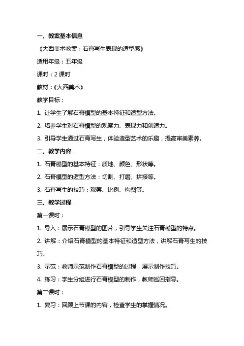 大西美术教案：石膏写生表现的造型感