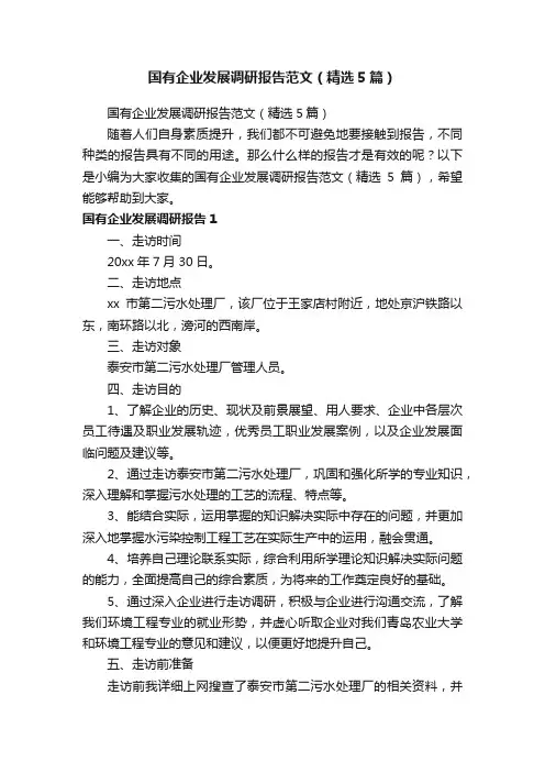 国有企业发展调研报告范文（精选5篇）