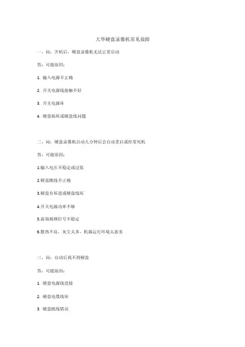 大华录像机常见故障解答（1）