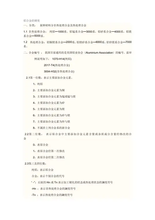 铝合金的热处理及硬度