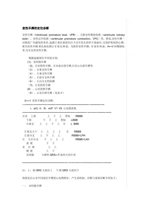 室性早搏的定位诊断【范本模板】