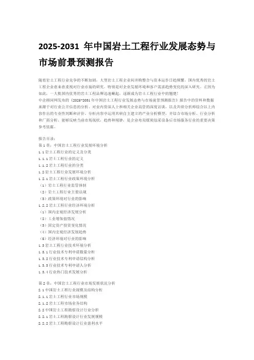 2025-2031年中国岩土工程行业发展态势与市场前景预测报告