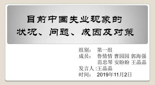 中国失业现状现象的状况、问题、成因及对策 共35页PPT资料
