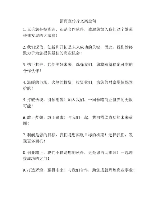 招商宣传片文案金句