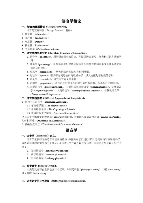 专八语言学考点