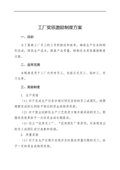 工厂奖惩激励制度方案