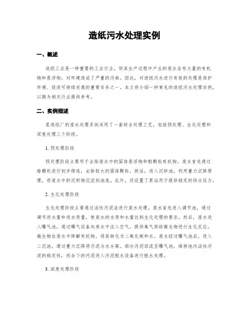 造纸污水处理实例