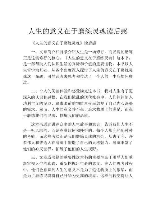 人生的意义在于磨练灵魂读后感