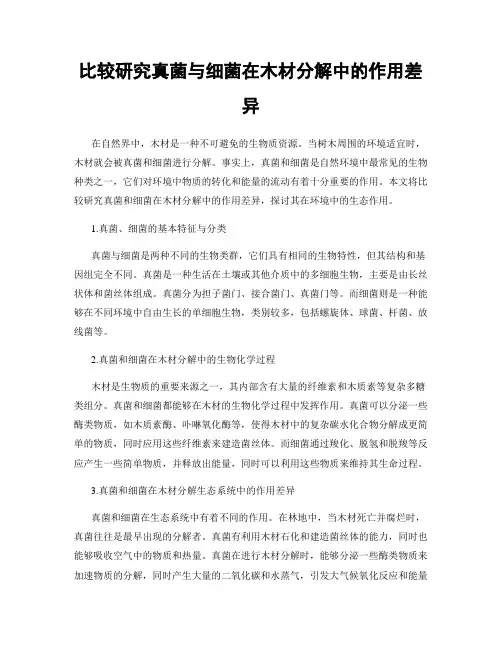比较研究真菌与细菌在木材分解中的作用差异