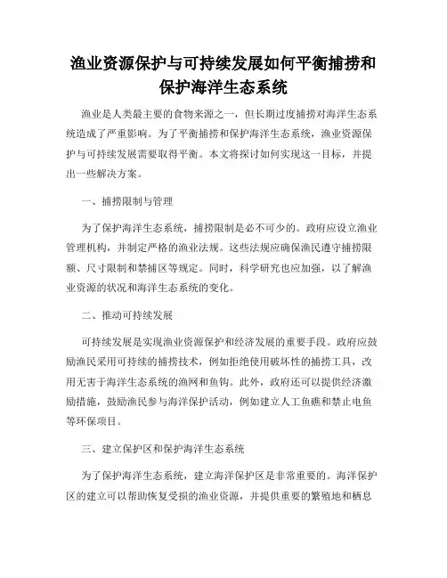 渔业资源保护与可持续发展如何平衡捕捞和保护海洋生态系统