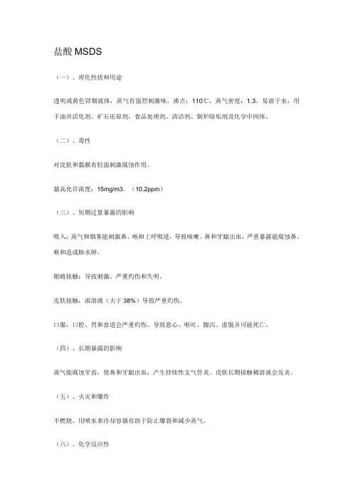 盐酸MSDS