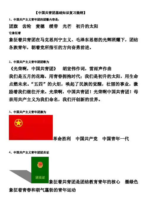 2012级中国共青团基础知识测复习提纲