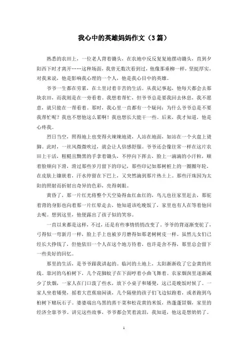我心中的英雄妈妈作文(3篇)