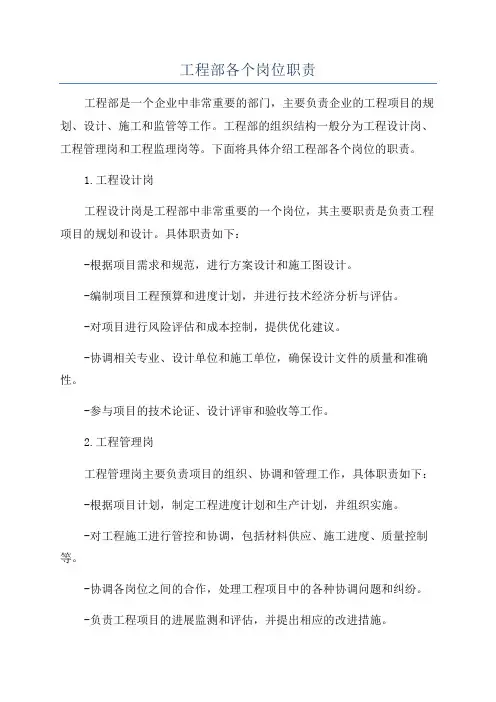 工程部各个岗位职责