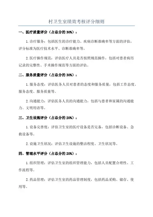村卫生室绩效考核评分细则