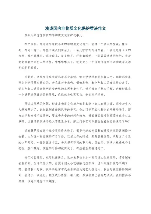 浅谈国内非物质文化保护看法作文