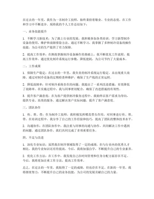制冷工技师个人工作总结