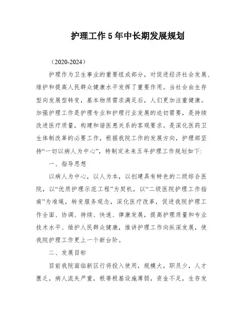 护理工作5年中长期发展规划